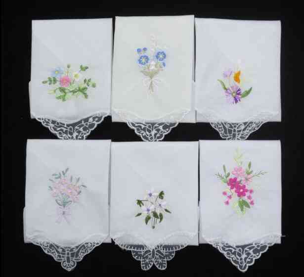 Embroidered Lace, Flower Printed Hanky