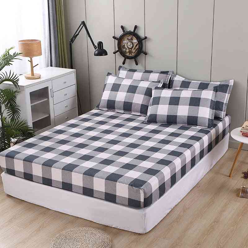 Puzzle Plaid Modern Pattern Fitted Sheet, Pillow Case Set For Bedding