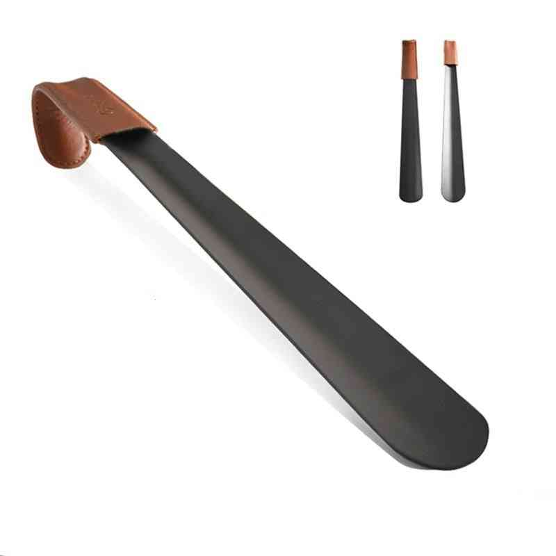 Stainless-steel Long Handle, Shoe Horn Spoon With Leather Cover, Helper Wear