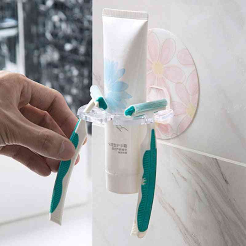 пластмасов държач за четки за зъби, поставка за съхранение на паста за зъби