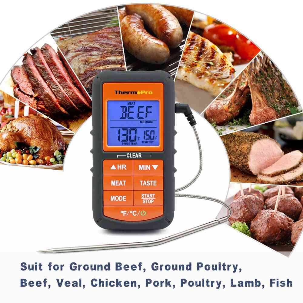 Digital Single Probe Kitchen Cooking Food Meat Thermometer, Temperature Alarm