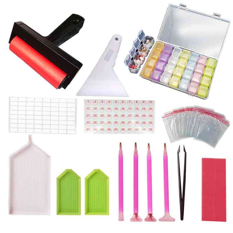 5d Diamond Painting Tools Accessories Kits, Roller Pen Clay, Embroidery Tray Box Sets