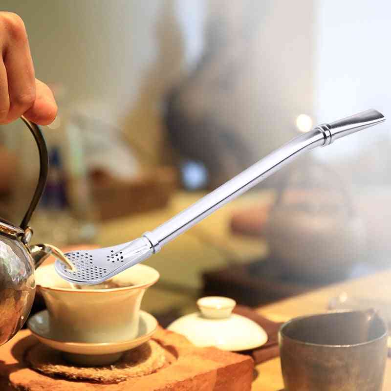 Cannuccia in acciaio inossidabile, strumenti per filtrare il tè con cucchiaio riutilizzabili