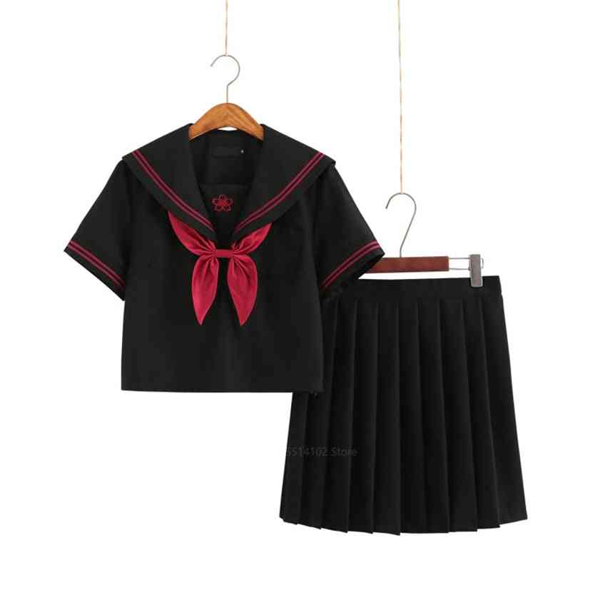 Japansk korea stil, ensartet helvede plisseret nederdel, akademi anime kawaii cosplay kjole