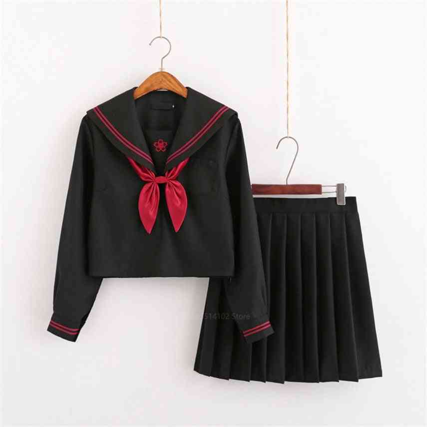 Japansk korea stil, ensartet helvede plisseret nederdel, akademi anime kawaii cosplay kjole
