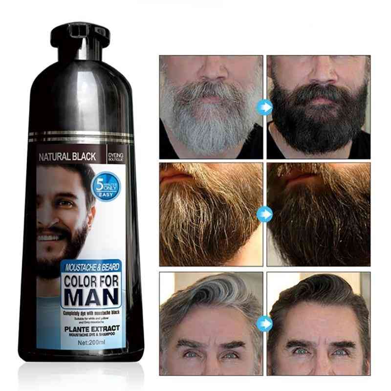Natürliches lang anhaltendes Bartfärbemittel, Haarentfernung, weißes Shampoo (schwarz)
