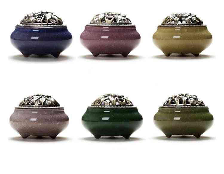 Portable- Porcelain Ceramic Censer, Buddhism Incense Holder