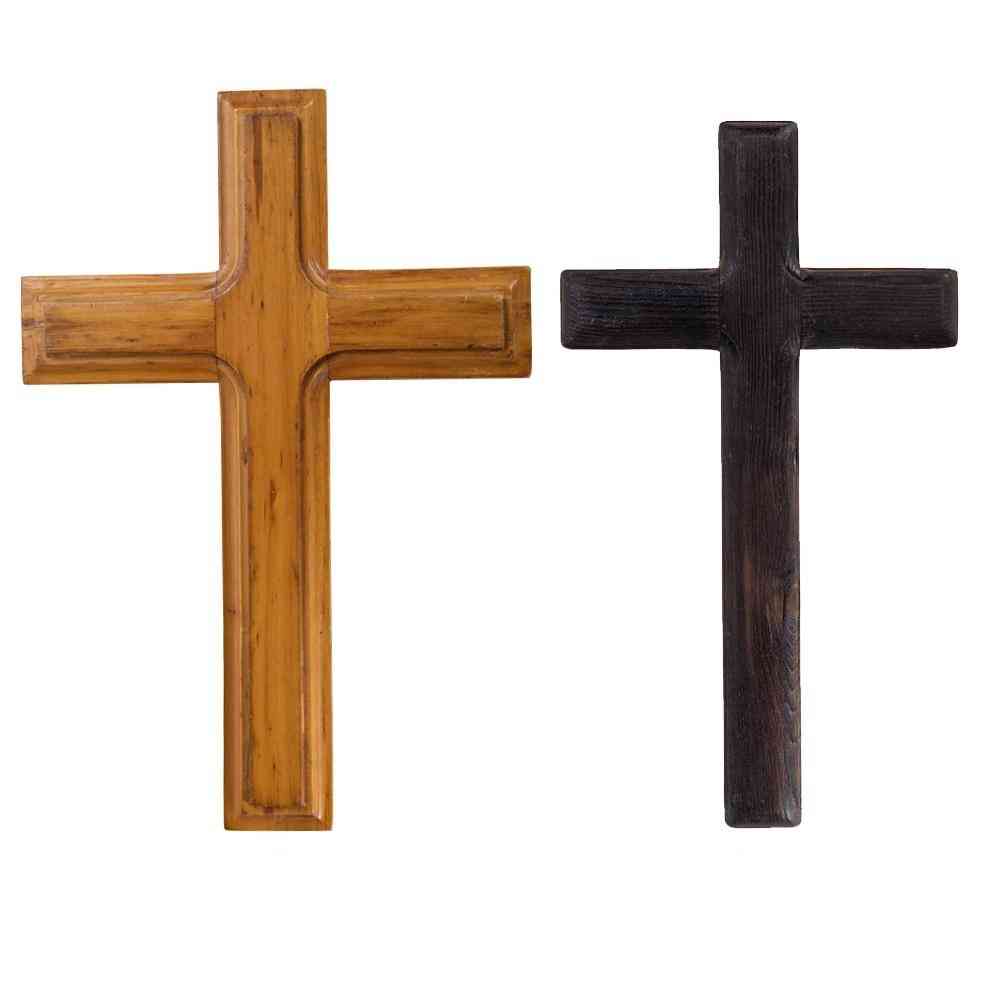 Christ catholique, crucifix fait main, croix jésus en bois massif pour bureau, chambre