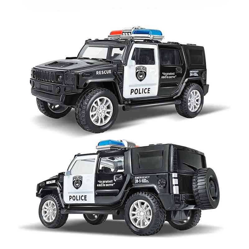 Simulation Kids Police Toy, Car Model Pull Back Alloy Diecast, Off-road Vehicles