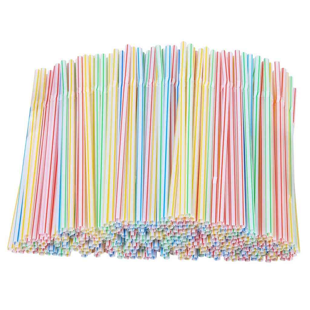 Plastic Drinking Long Striped Disposable Straws