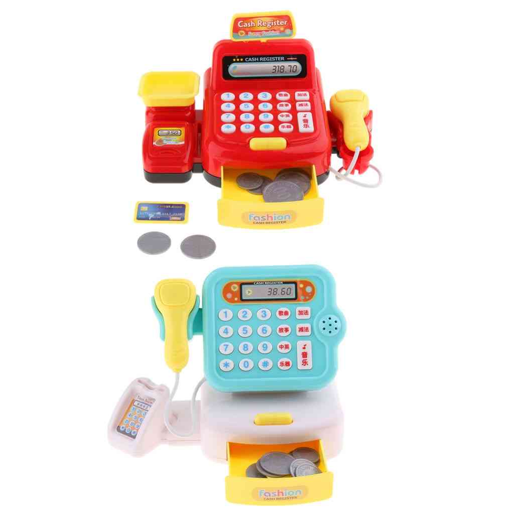 Simulación y juego de roles, calculadora de juguete de caja registradora para