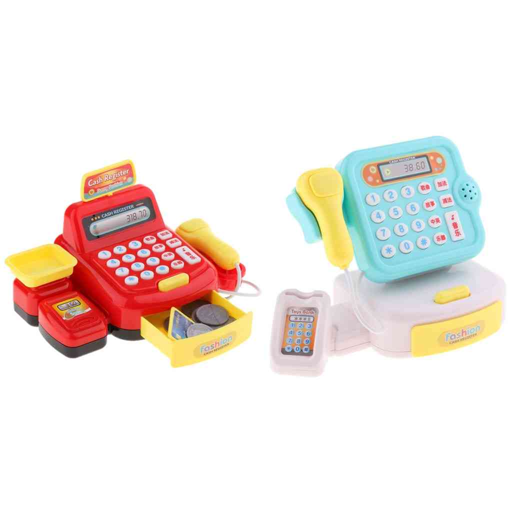 Simulación y juego de roles, calculadora de juguete de caja registradora para
