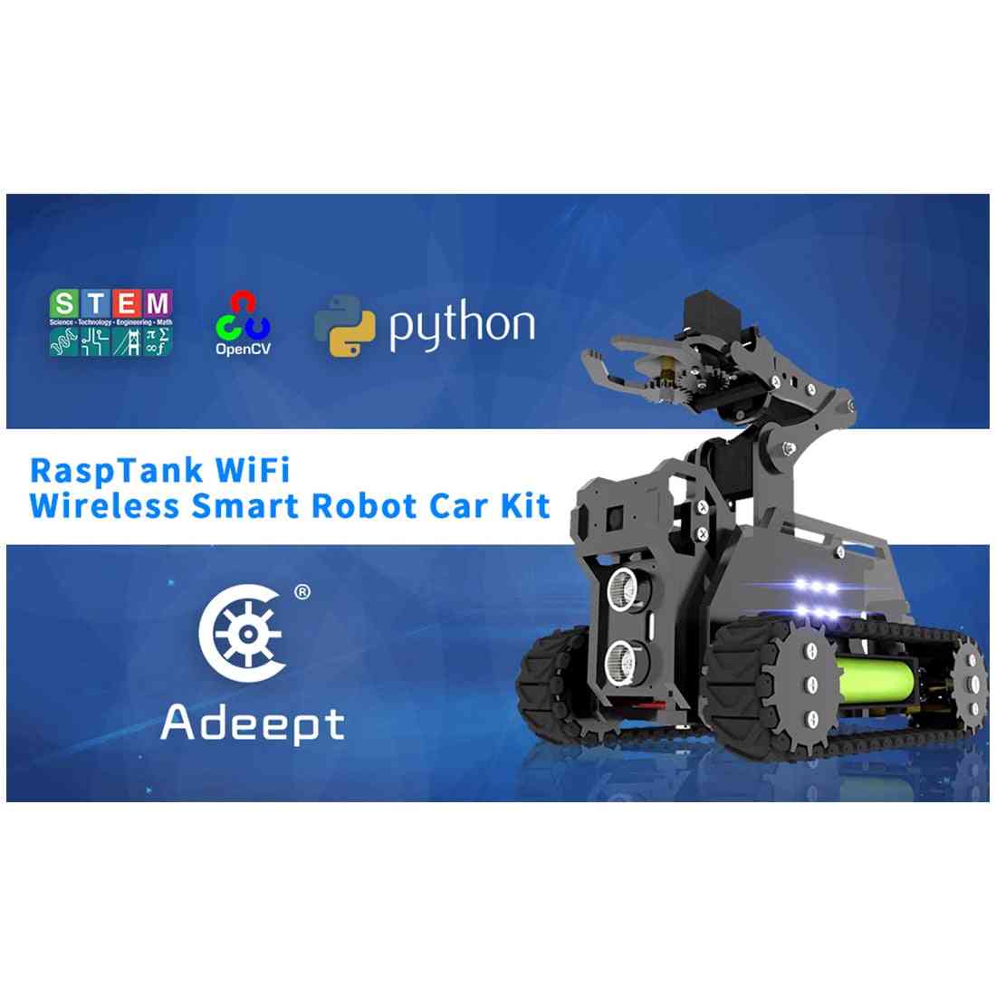 Wifi Wireless- Smart Robot Car Kit- Tank 4-dof Robotic Arm, Target Tracking, Video Transmission