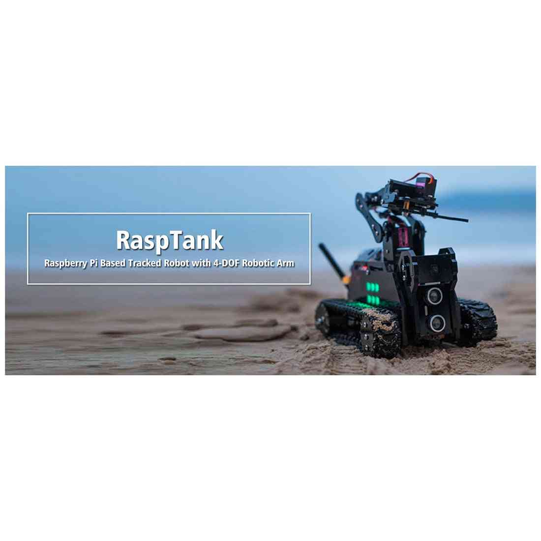 Wifi trådløs- smart robotbilsæt- tank 4-dof robotarm, målsporing, videotransmission