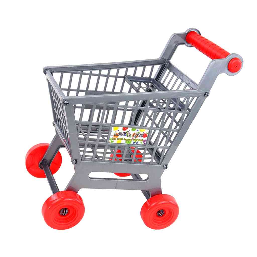 Plastic Kids Shopping Hand Trolley Cart, Child Pretend Play Kitchen Toy