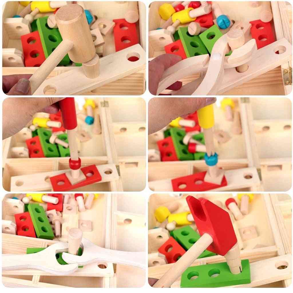 Children Simulation Wooden Maintenance Toolbox Set Educational Toy