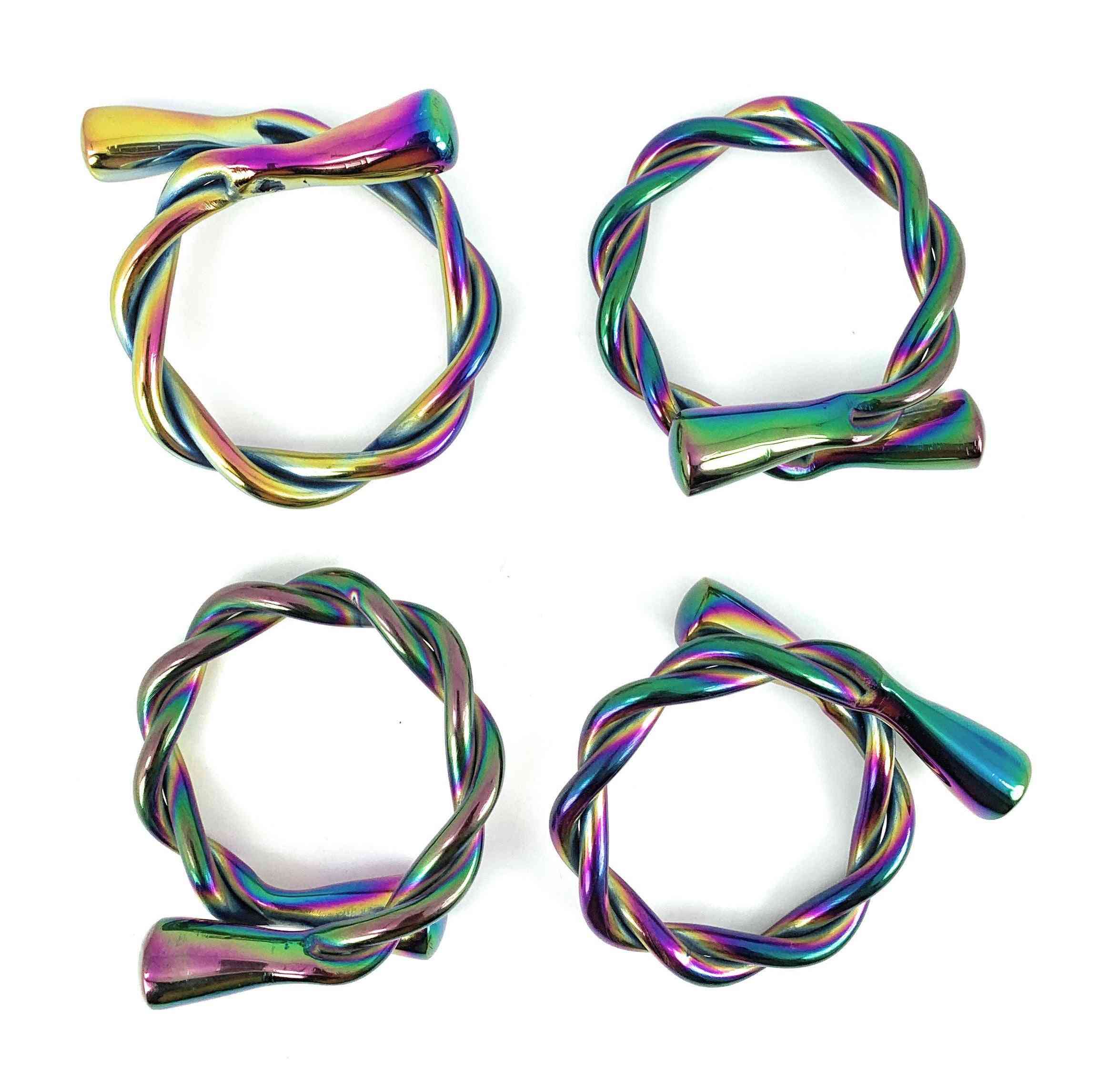Conjunto de torção arco-íris de 6 argolas de guardanapo