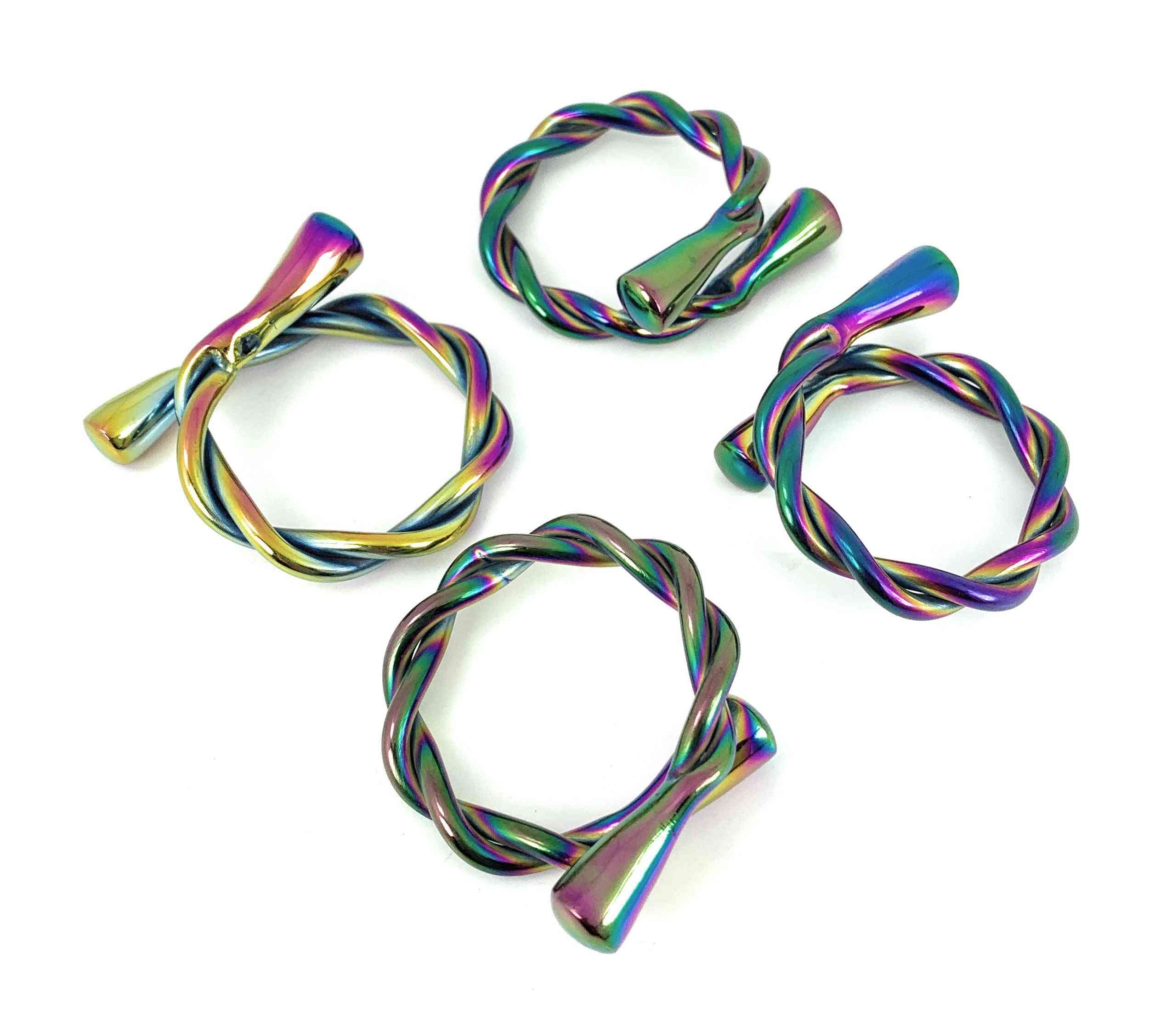 Conjunto de torção arco-íris de 6 argolas de guardanapo
