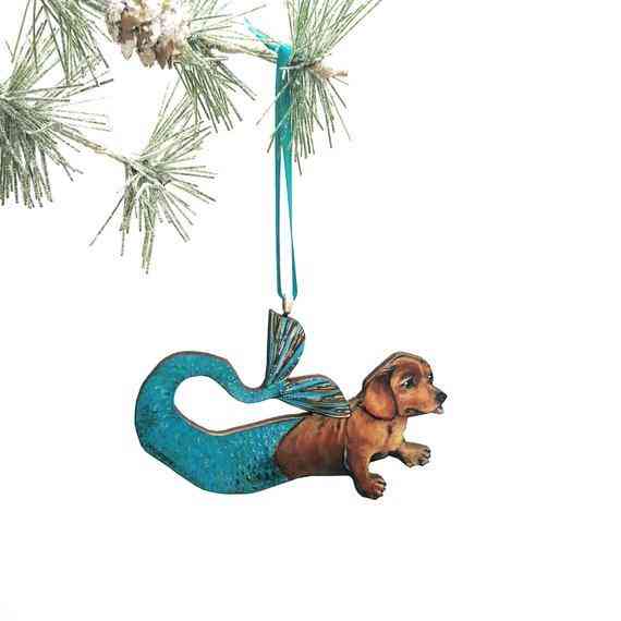 Mermaid Dachshund Holiday Ornament