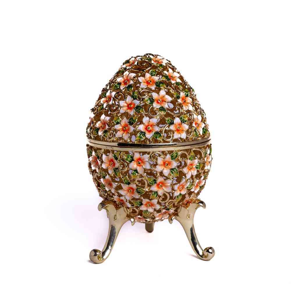 ביצה faberge מעוטרת בפרחים - קופסת תכשיטים