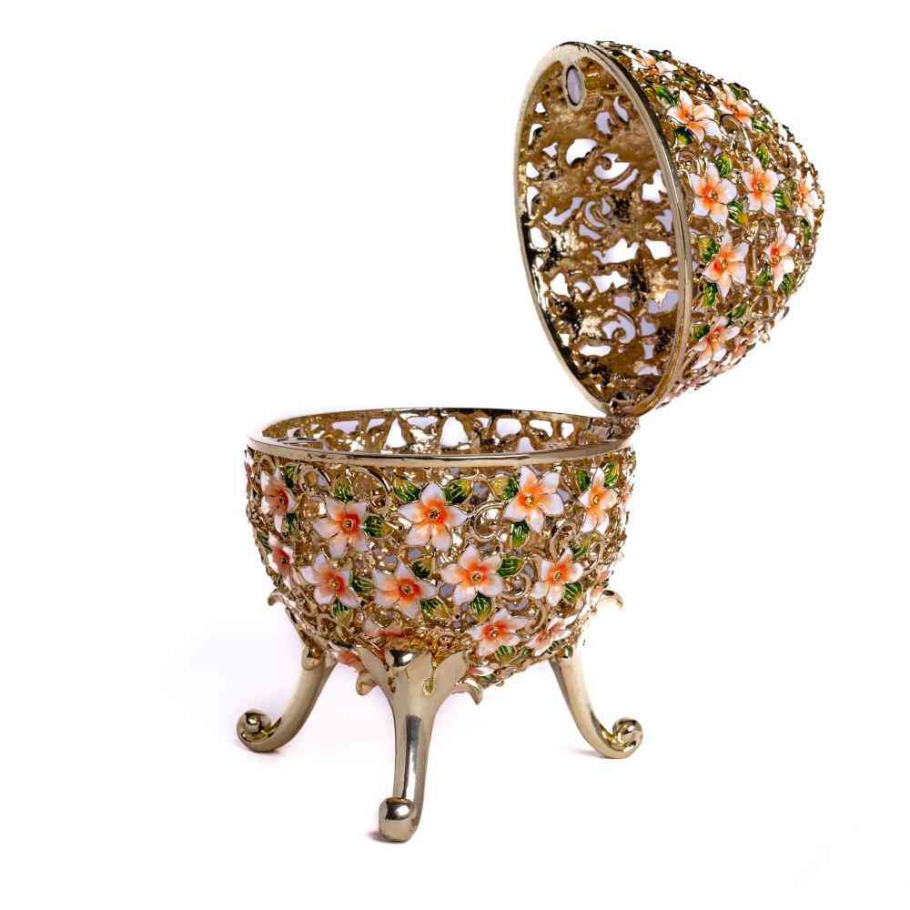 Faberge Egg Decorated With Flowers - Trinket Box