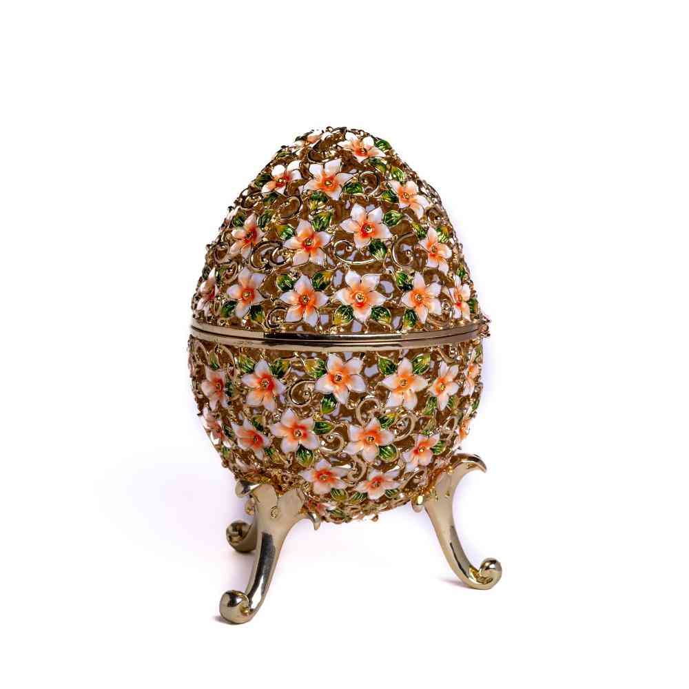 ביצה faberge מעוטרת בפרחים - קופסת תכשיטים