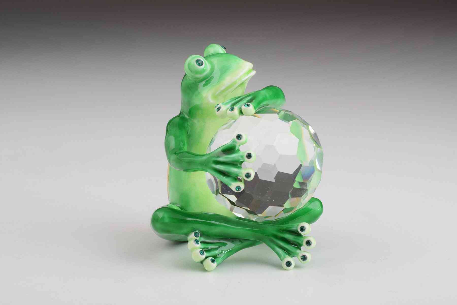 Rana verde con bola de cristal - caja de baratijas