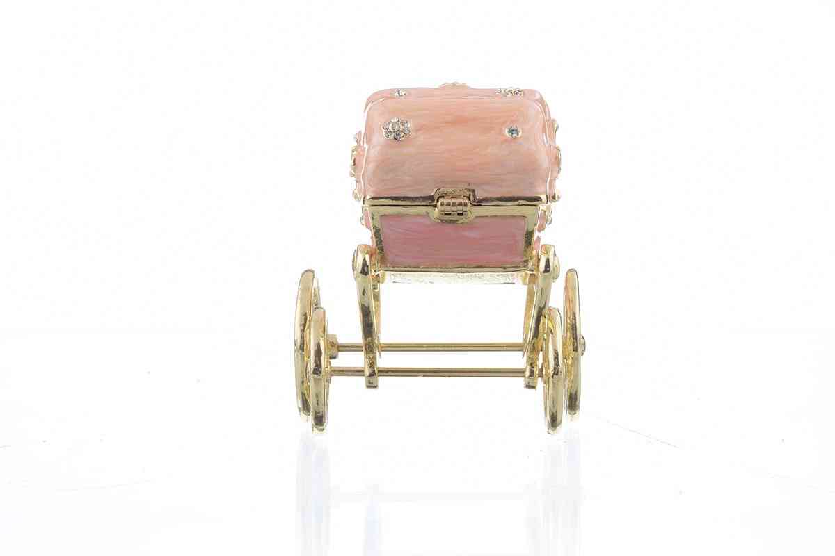 Otroška kočija iz roza zlata - škatlica za nakit