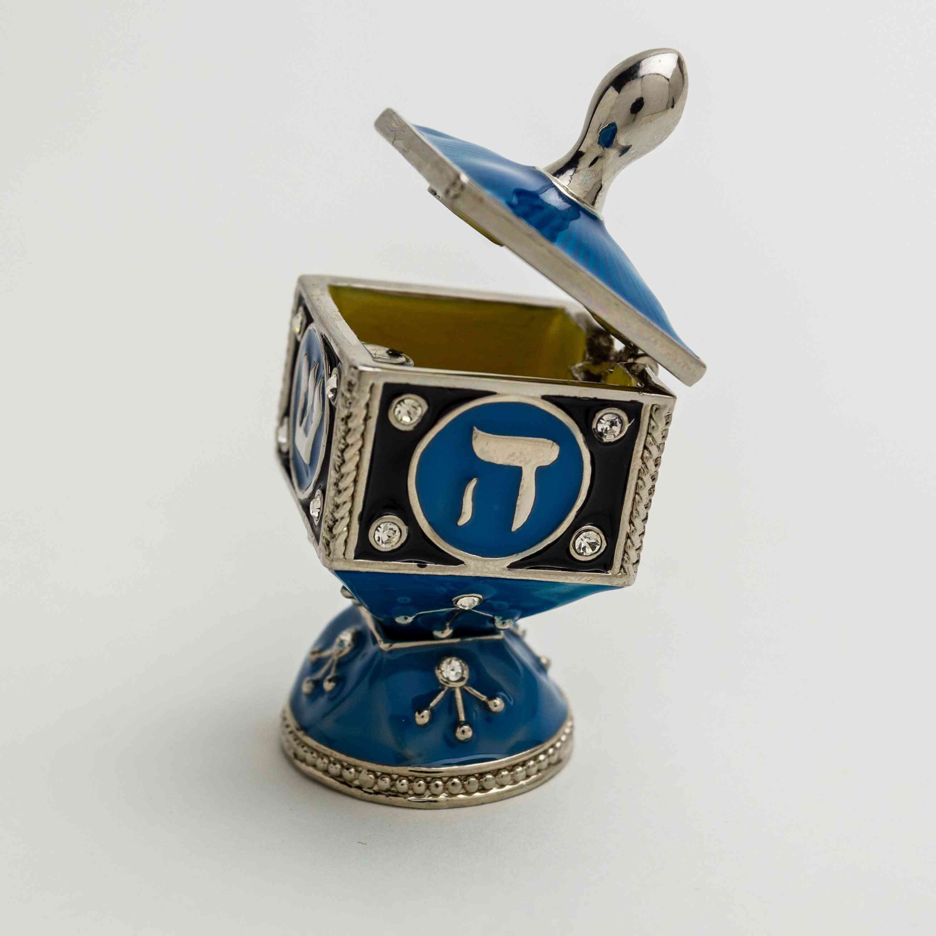 Blue Enamel Painted Jewelry Box Trinket Boxes