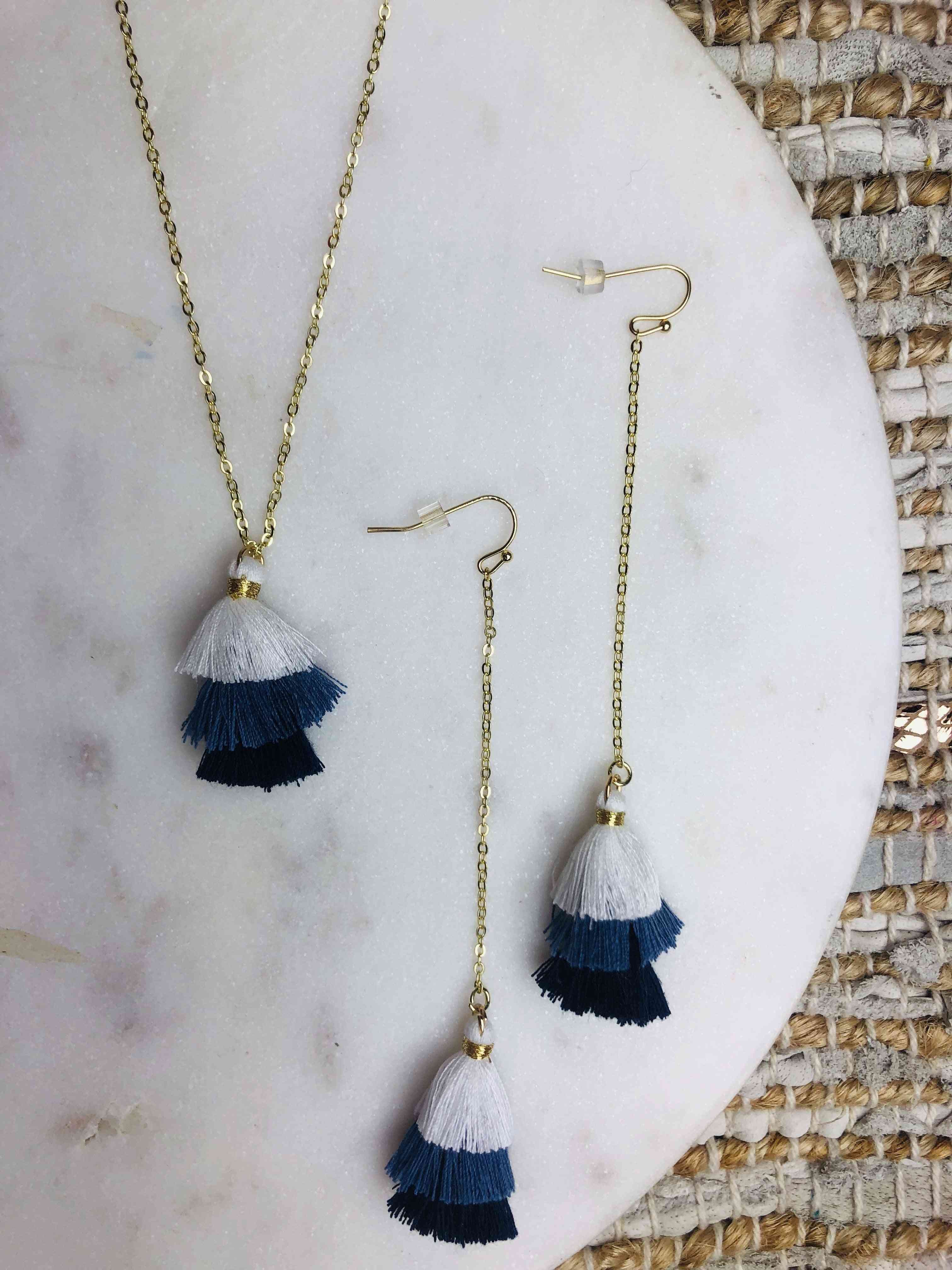 Cotton Tassel With Gold Filled Chain