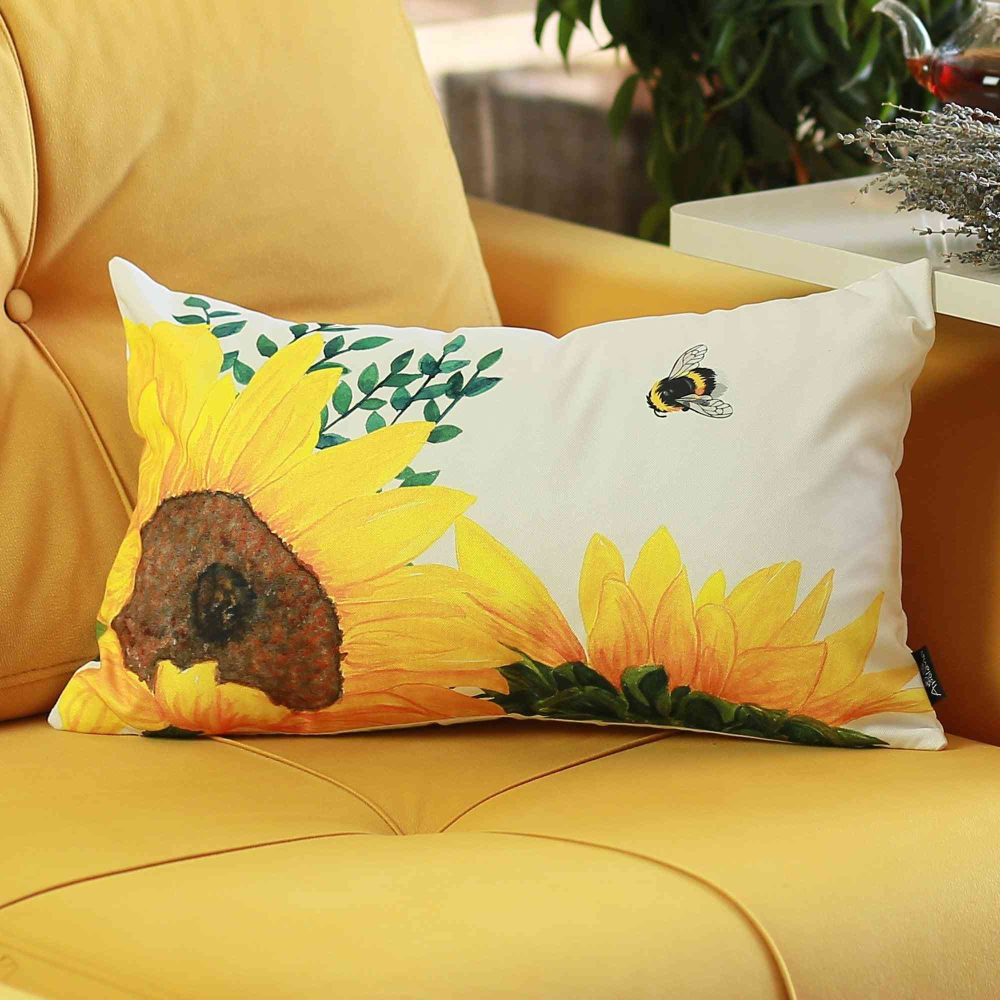 Sunflowers Printed Lumbar Throw Pillow Cover