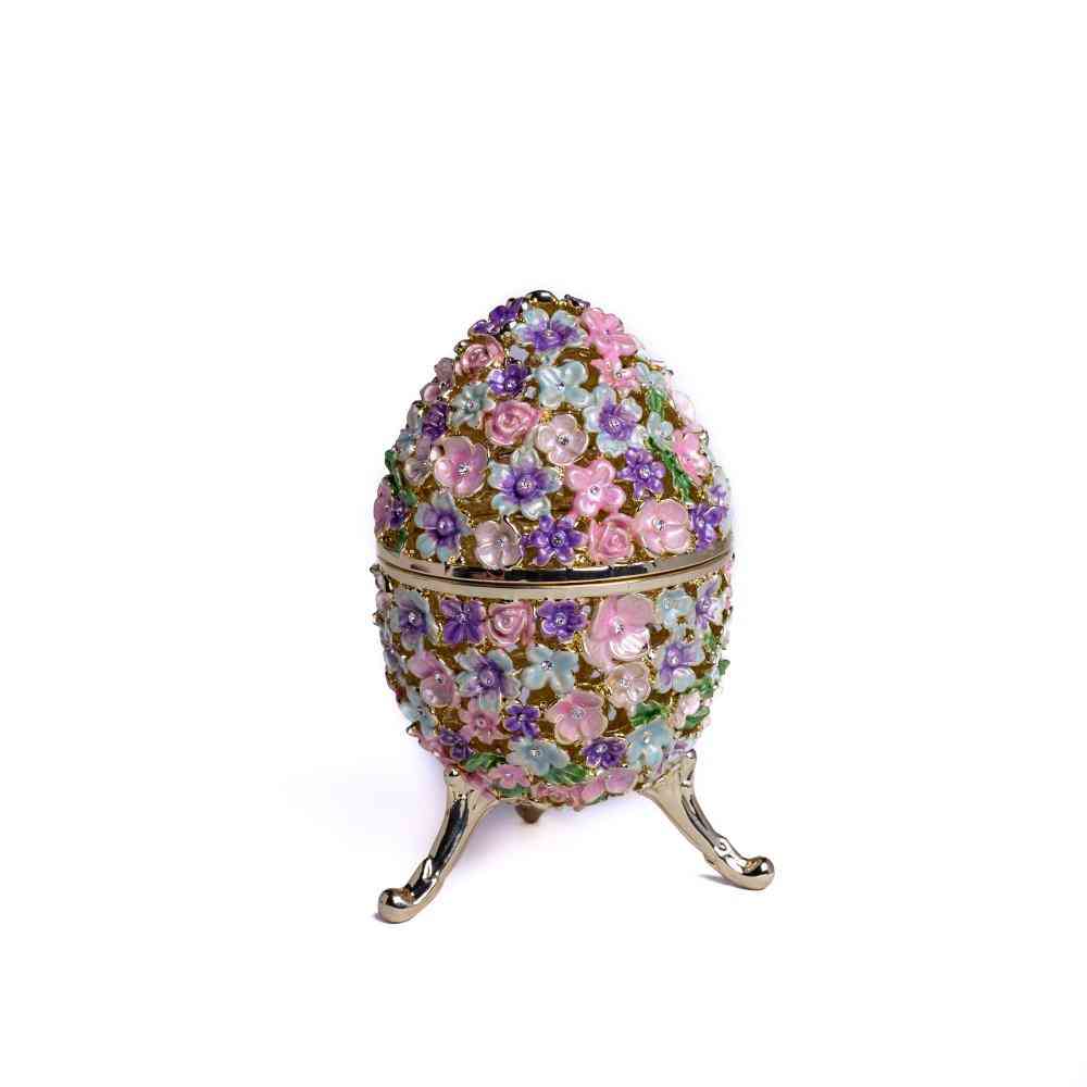 Huevo decorado con flores - caja de baratijas