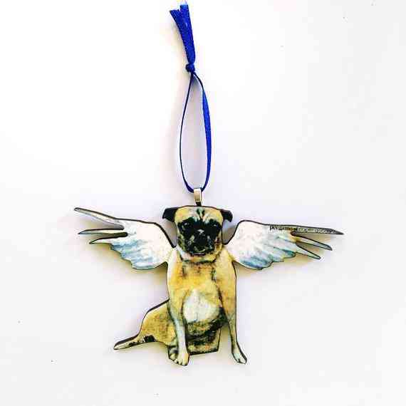 Angel Pug Christmas Ornament