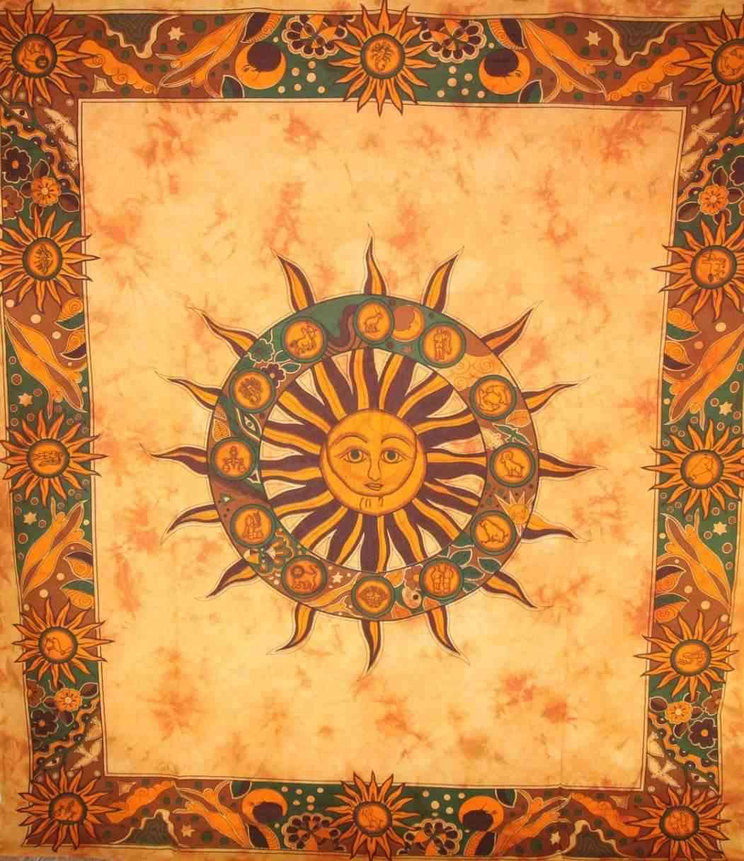 Sun Chakra With Twelve Signs Tapestry
