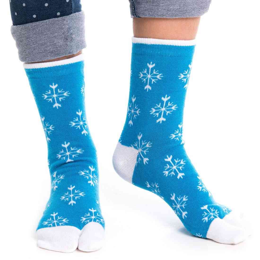 Blue Snowflake Pattern Flip Flop Tabi Socks