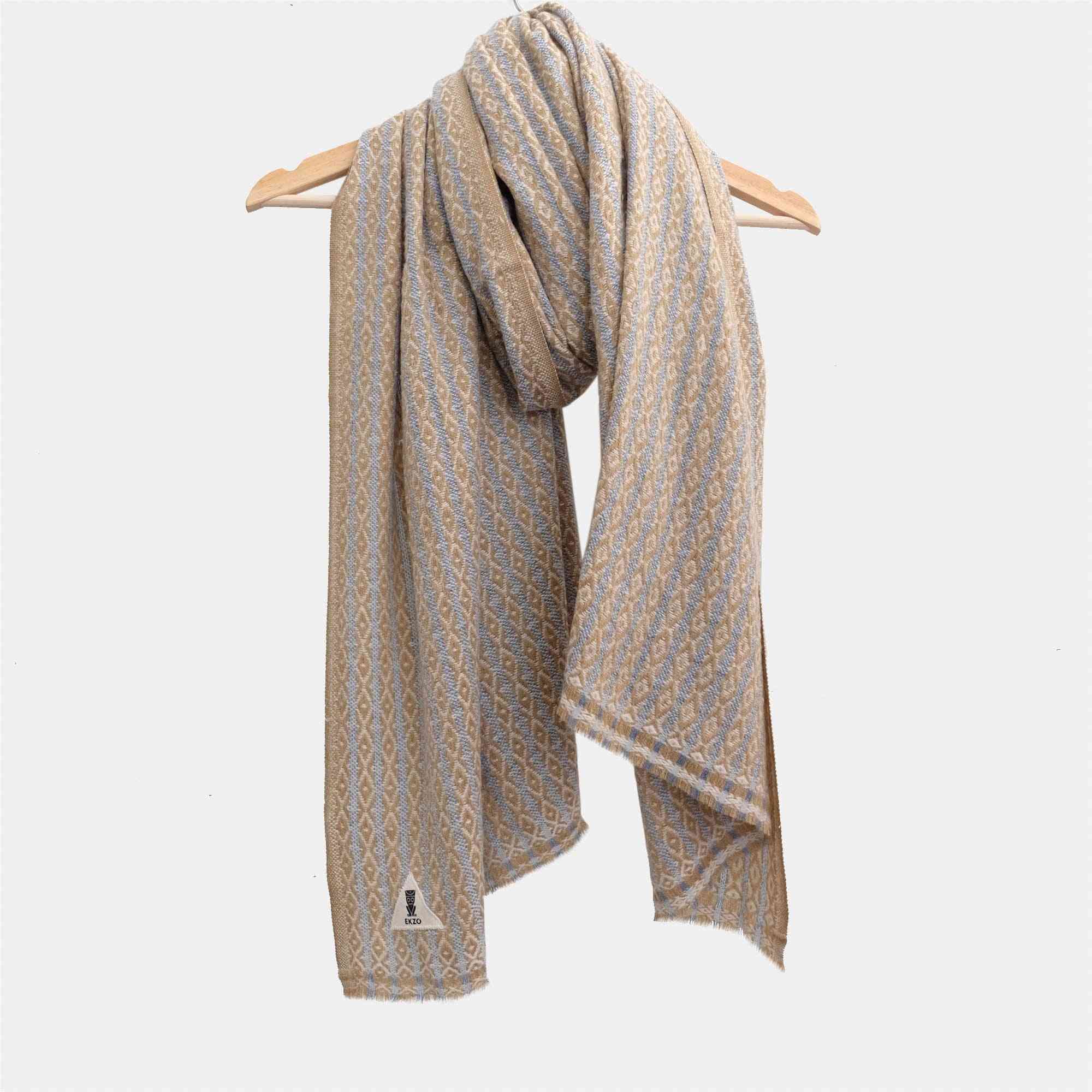 Hand Sewn Cotton Patch Wrap Scarf - Champagne