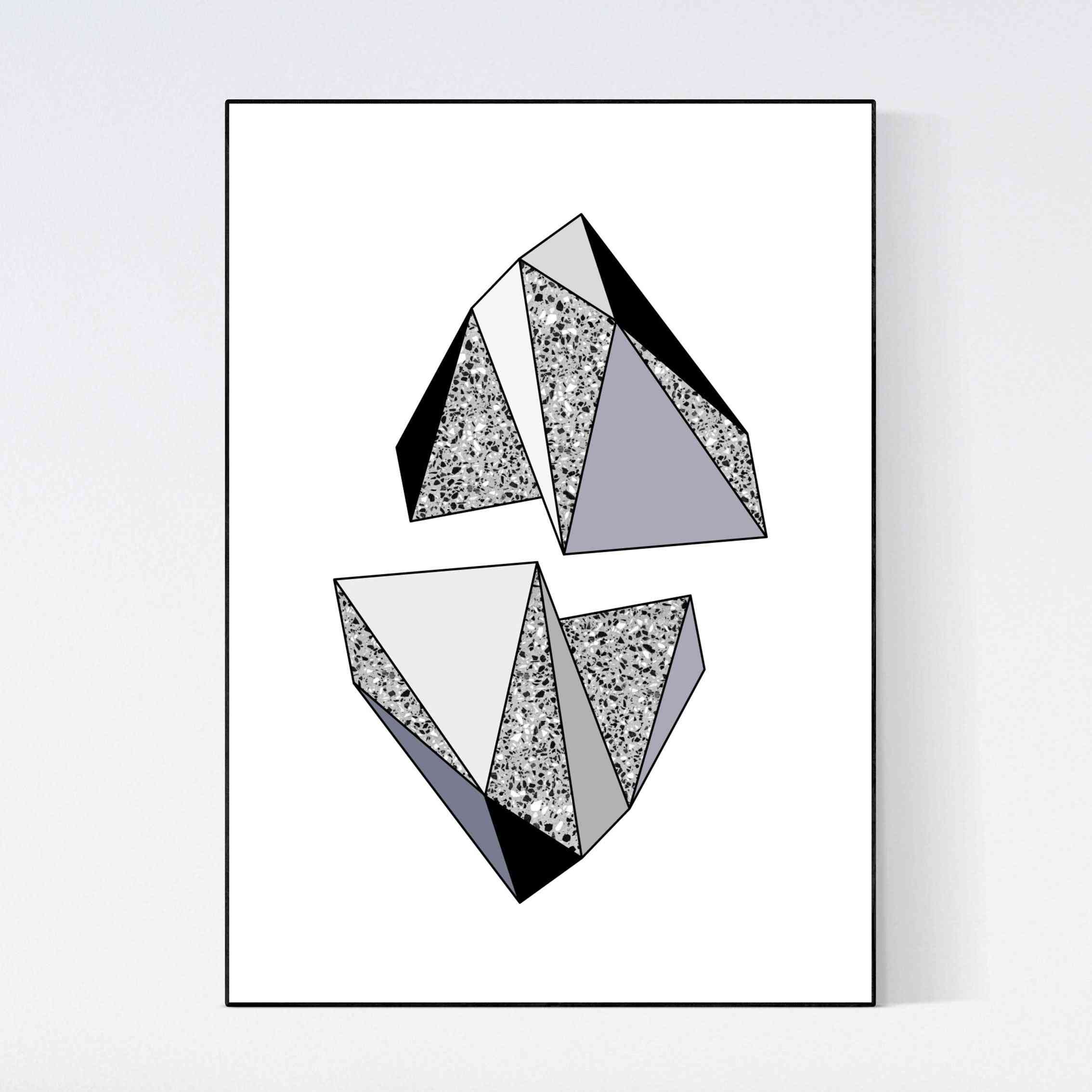 Moderný geometrický plagát z terazzového kameňa