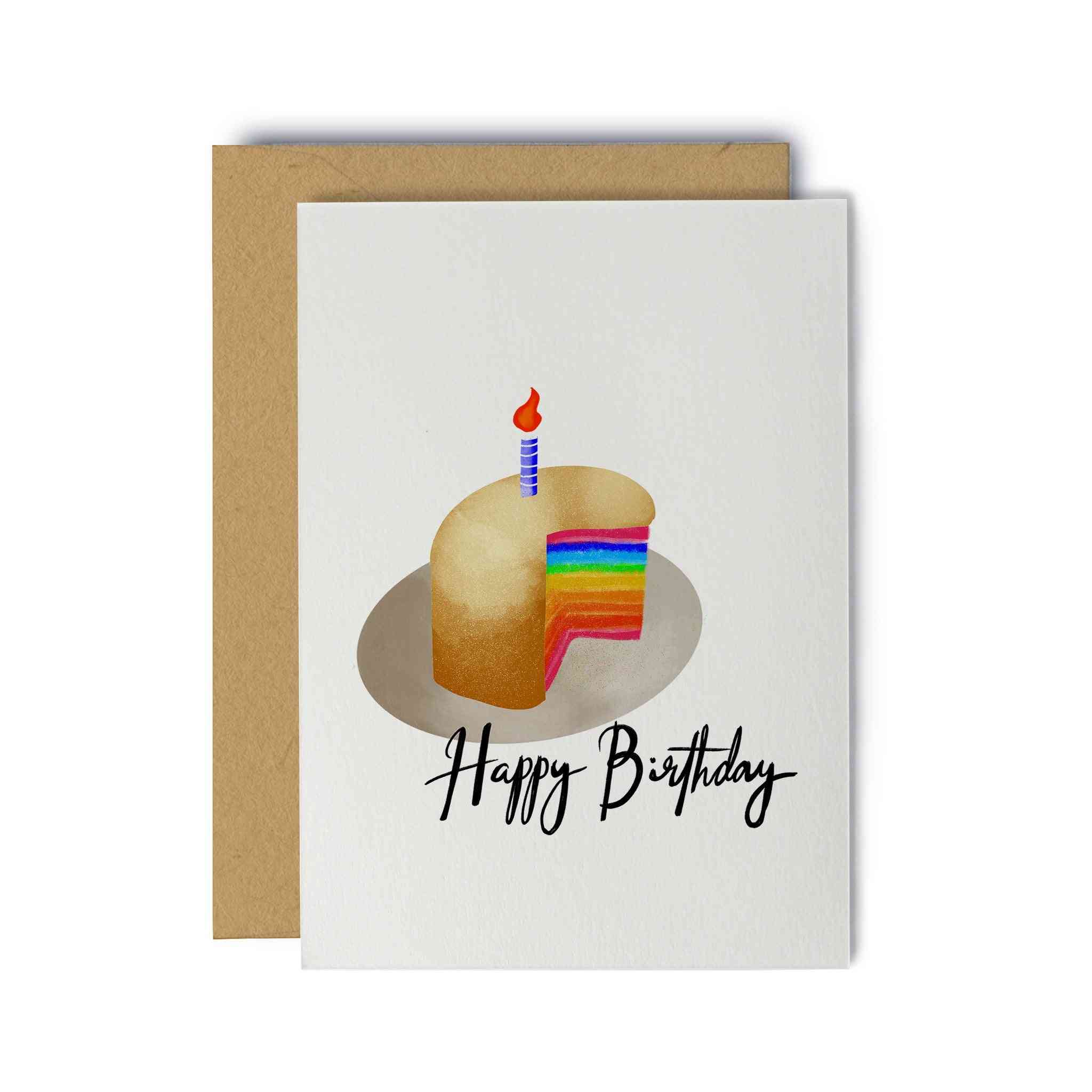 Tillykke med fødselsdagen regnbue kage lykønskningskort