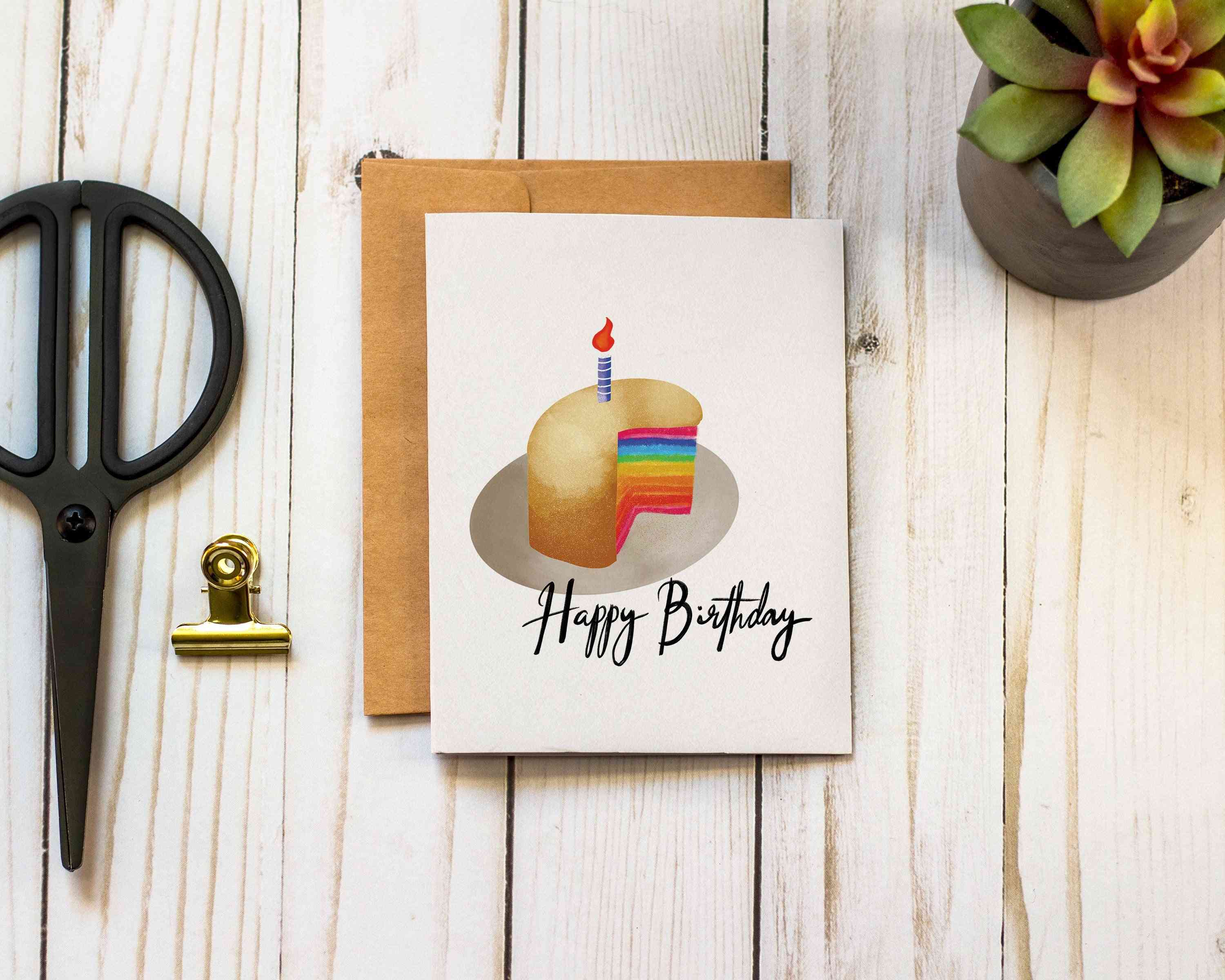 Happy Birthday Rainbow Cake Greeting Card