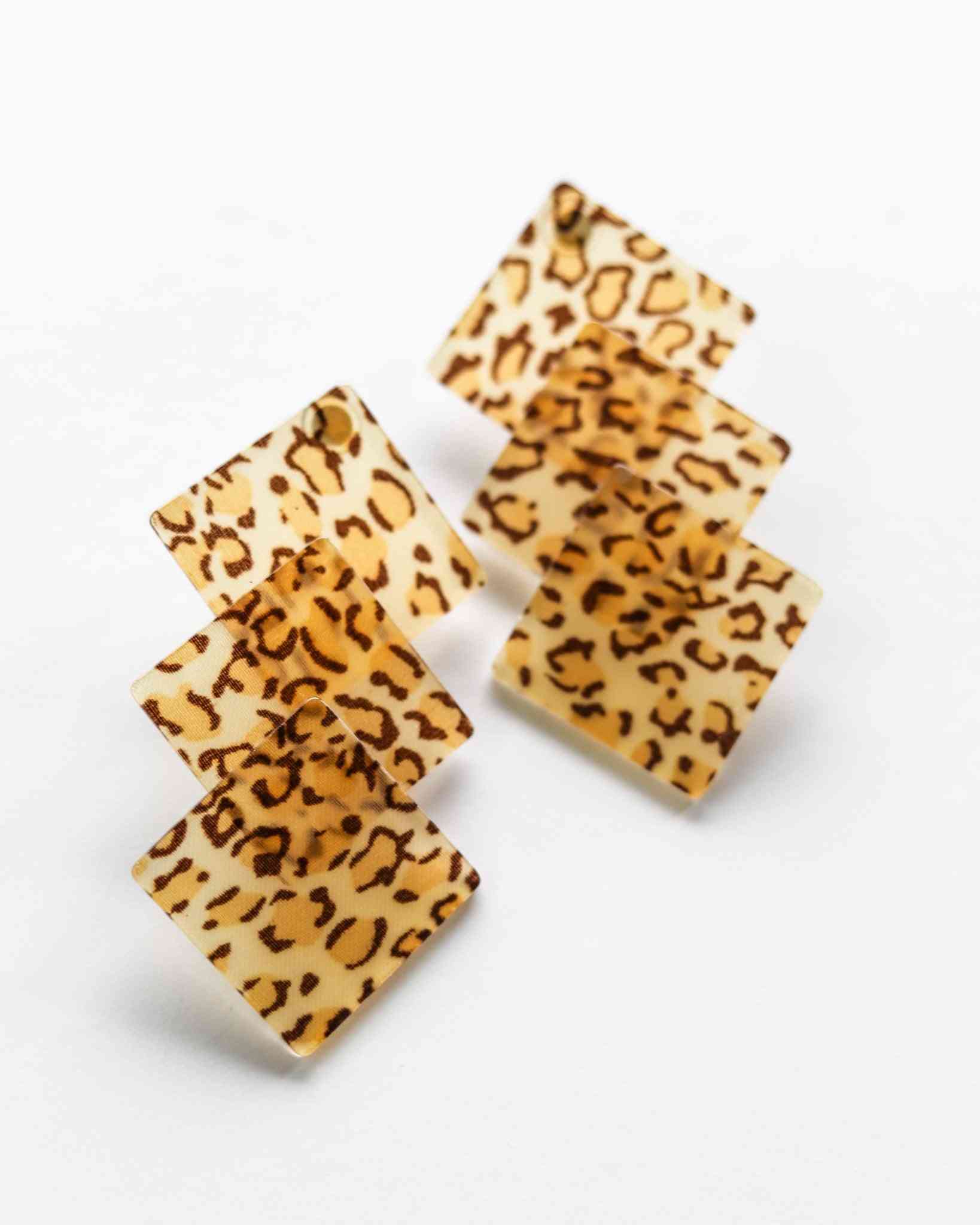 Cheetah Print Geometric Drop Earrings