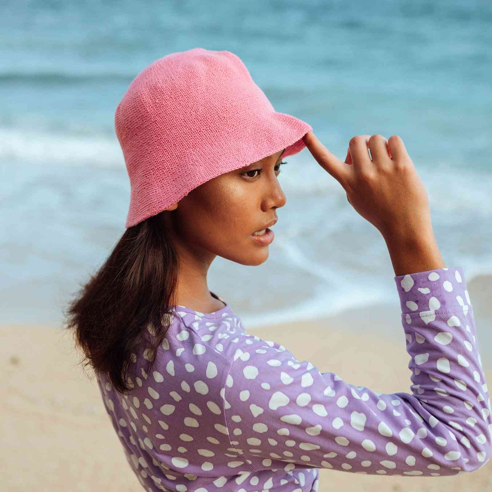 Soft Crochet Pink Bucket Hat