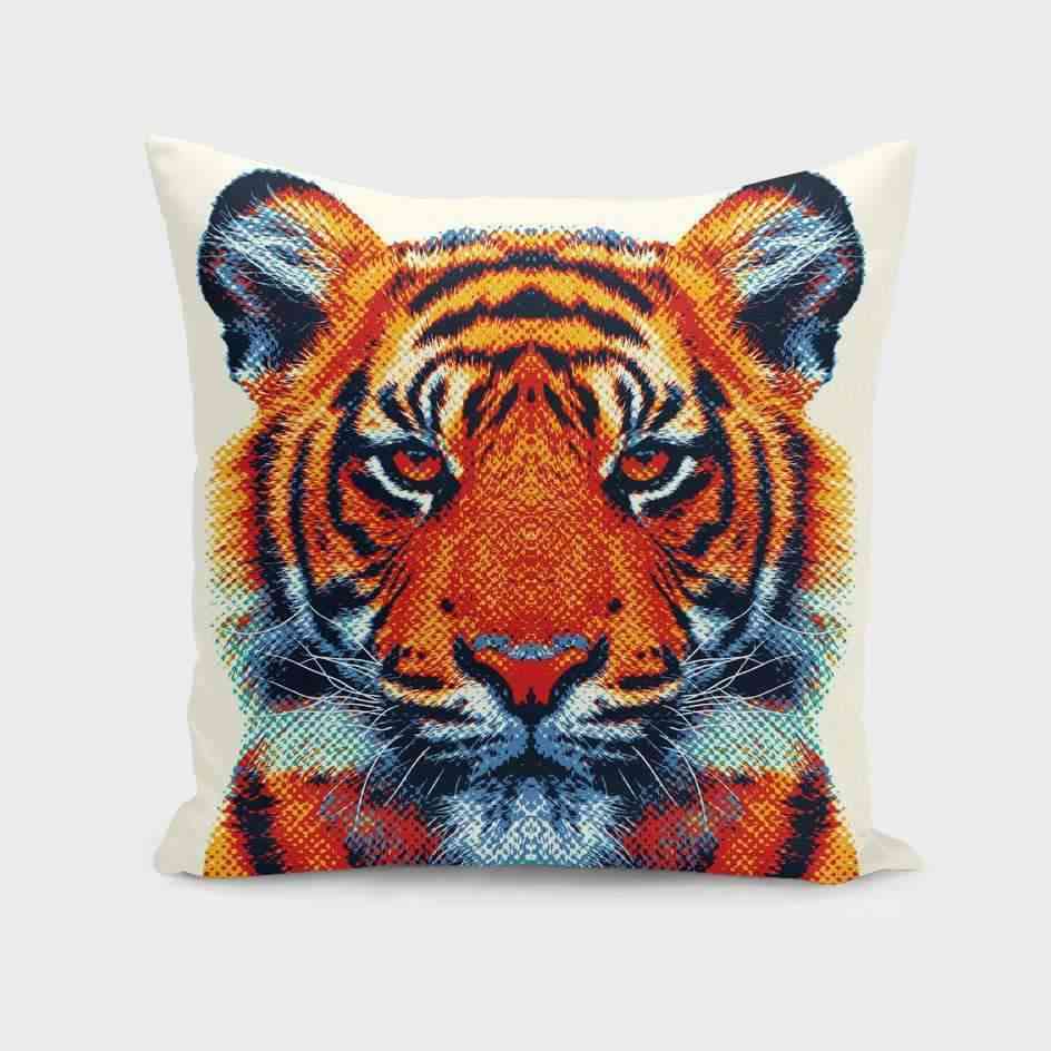Colorful Tiger Print Pillow