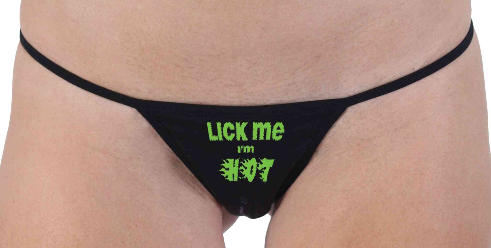 Lick Me I'm Hot Green Graphic Thong