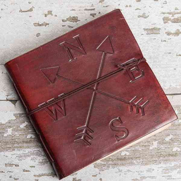 Directions Embossed Handmade Leather Journal