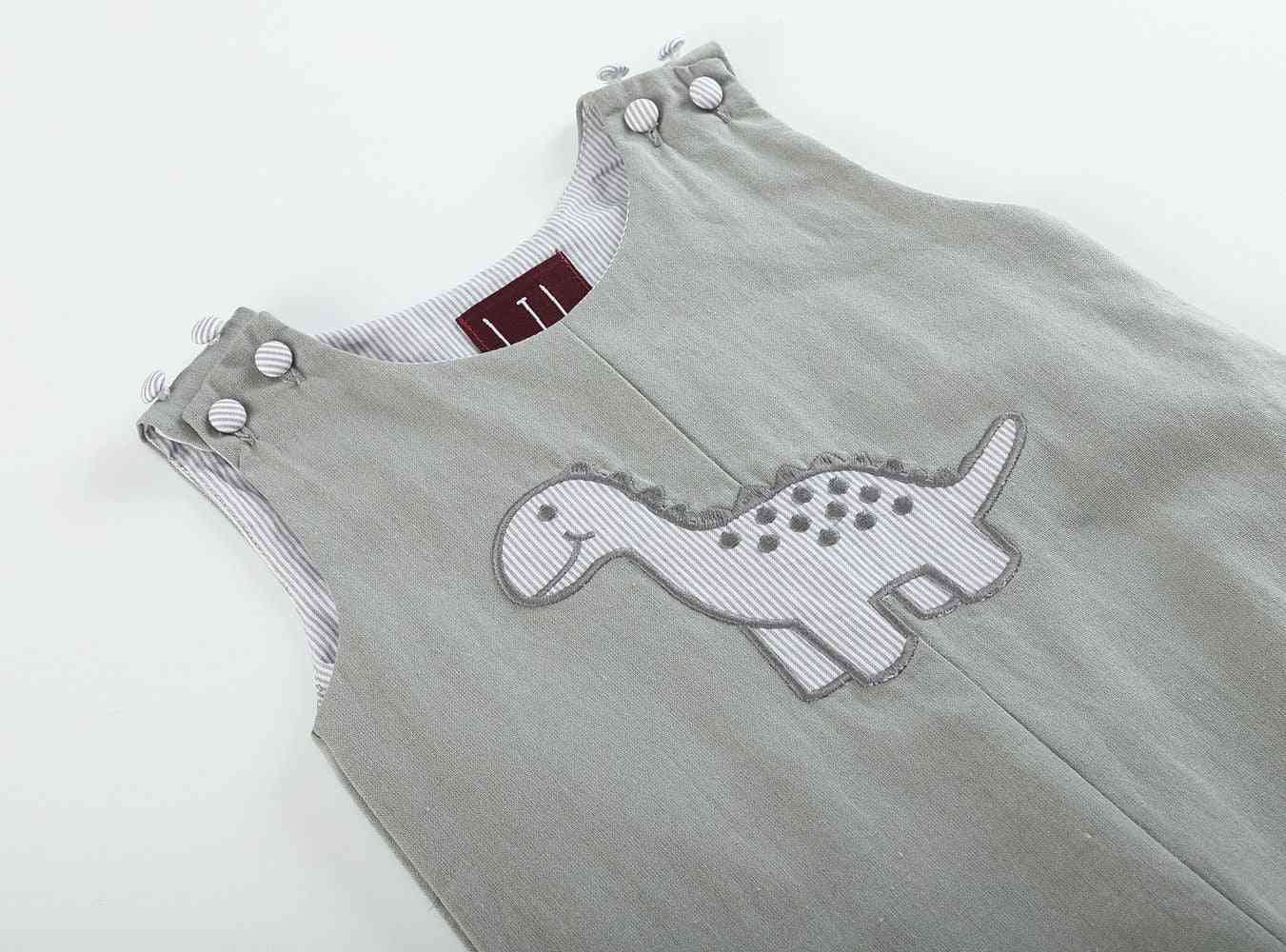 бебешка рокля от сив памук на динозавър