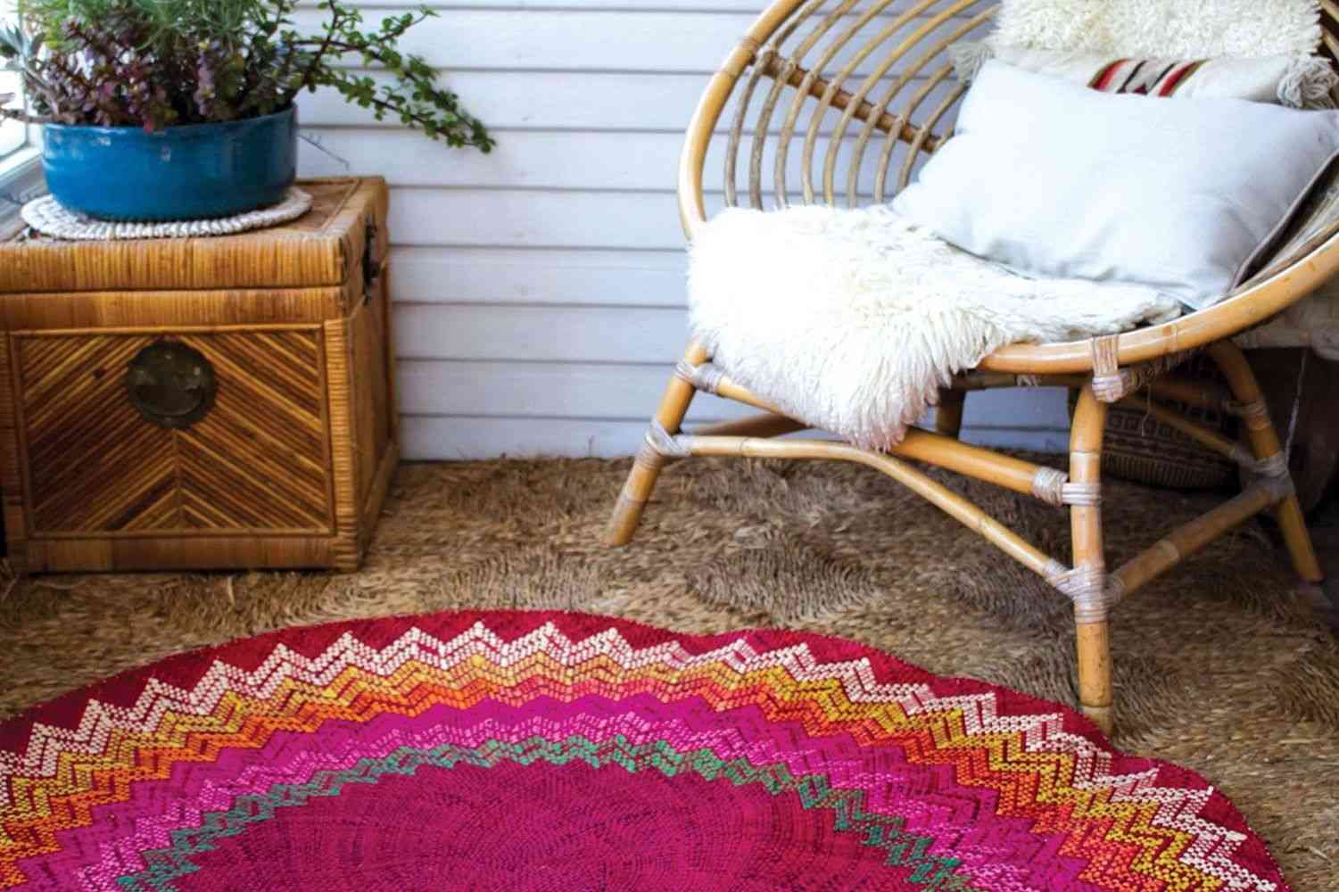Sunburst Round Mat, Seagrass Woven Rug - Home Accent Decorative