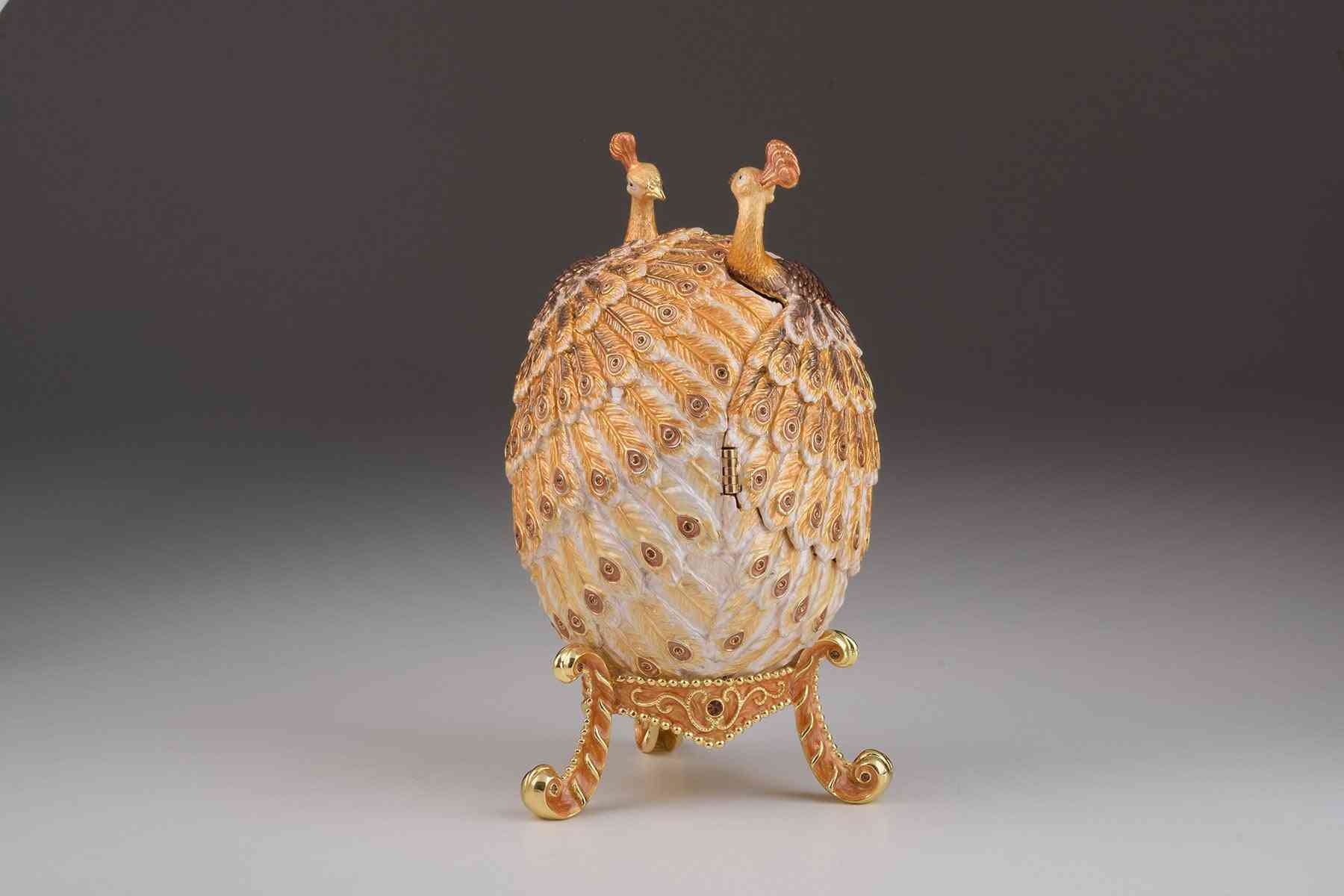 Peacocks Faberge Egg Trinket Box