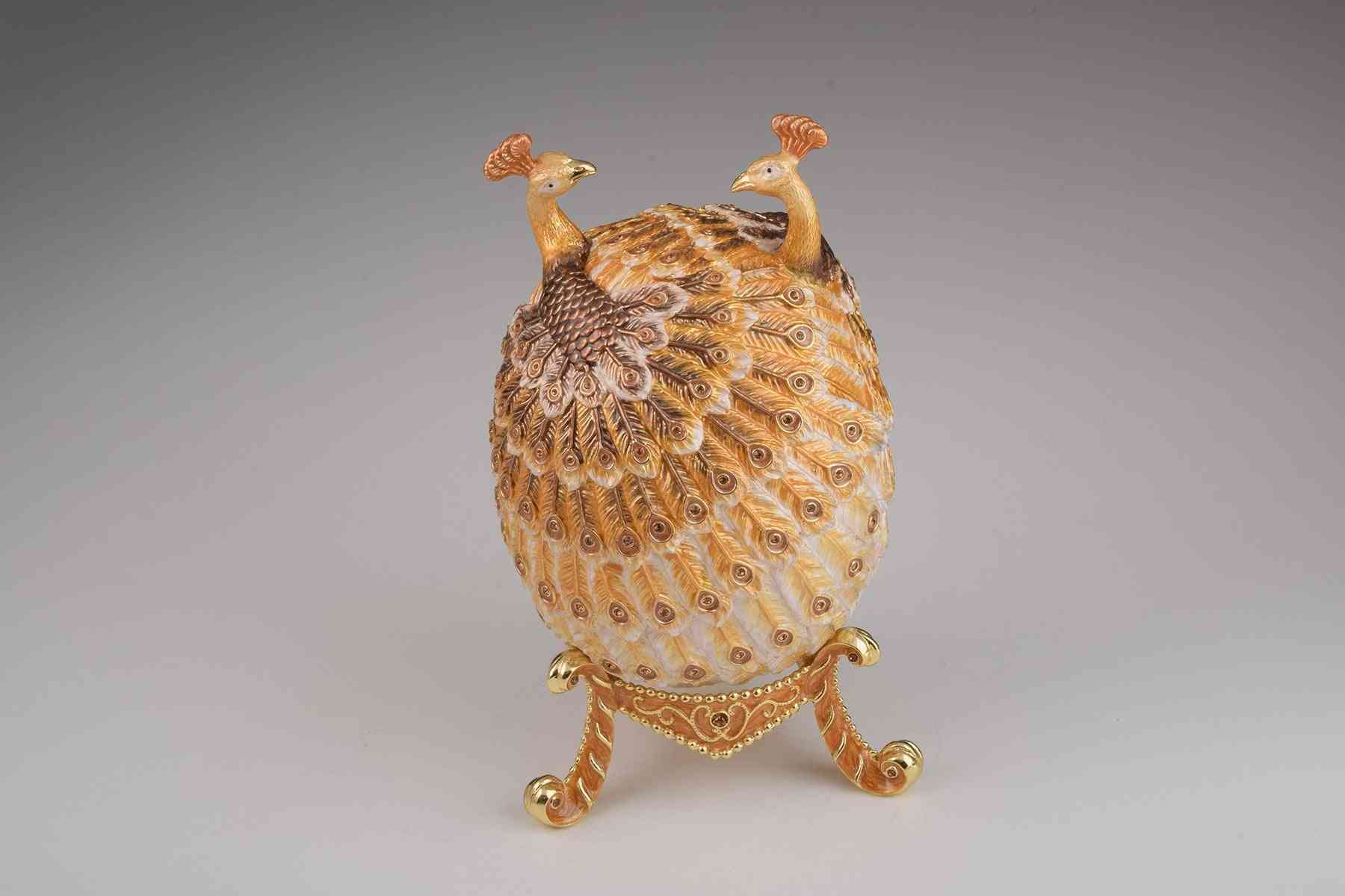 Peacocks Faberge Egg Trinket Box