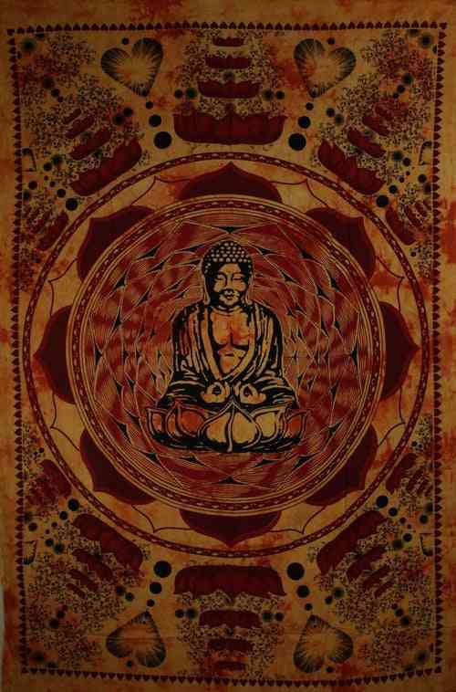 Буда в дхарма чакра мудра на гоблен от цветя лотос