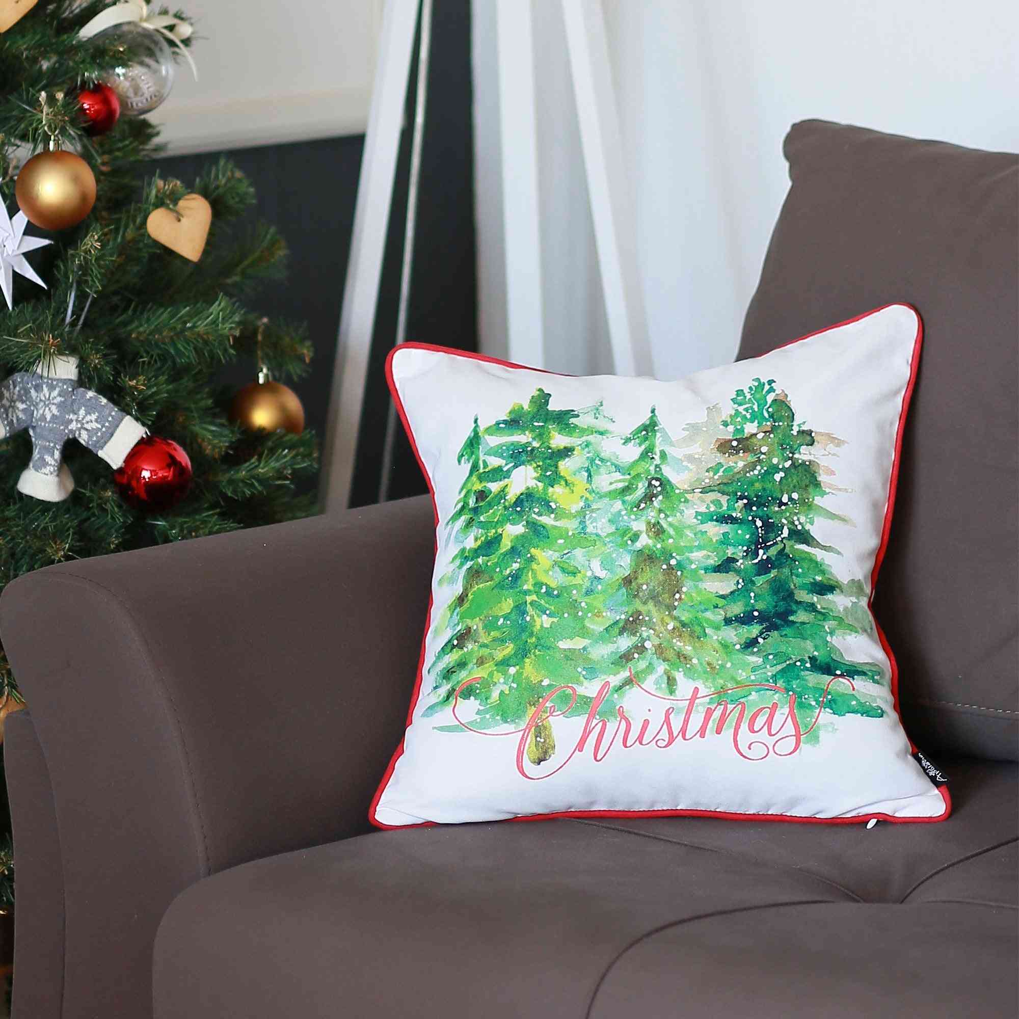 Christmas Trees Throw Pillow Cover
